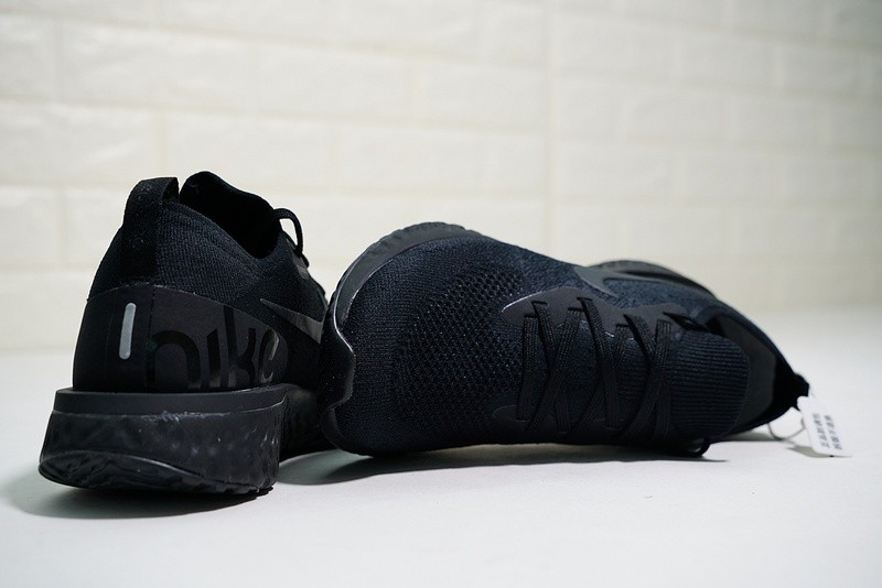 Nike epic react discount flyknit triple black womens