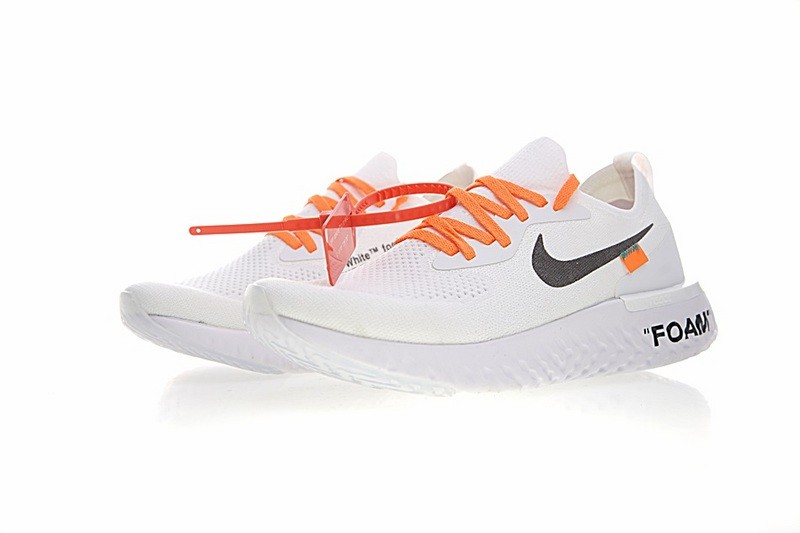 aj green nike zoom hypercross women shoes black Cra wallonieShops Off White x Nike Epic React Flyknit Summit White Black Orange AQ0070 100 Nike EPIC React Flyknit