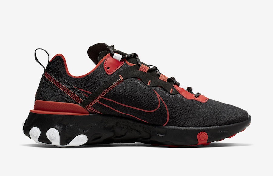 Nike React Element 55 Script Swoosh Black University Red White CK9285 001 netty Nike React Element 55 womens white netty Nike starlet shoe size conversion GaleriahitShops