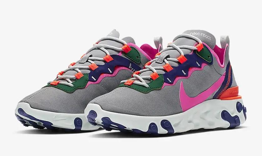 Nike react element 55 cool grey hyper crimson discount