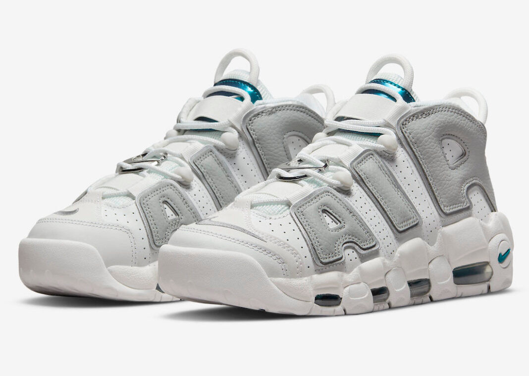 100 Nike Air More Uptempo Metallic Teal White Grey DR7854
