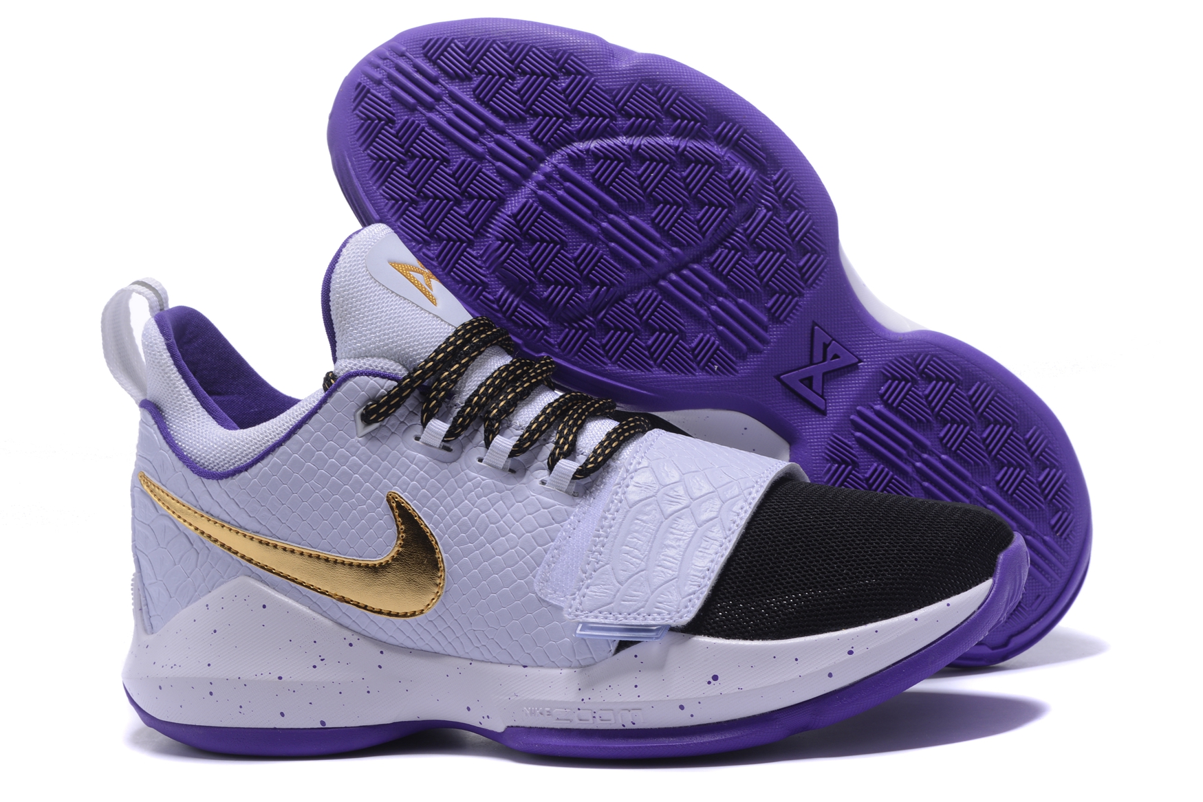 Nike Zoom PG 1 Paul Men Basketball Shoes White Deep Purple Gold