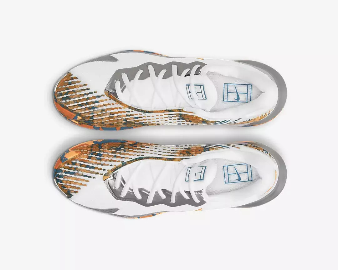 Nike men's court air zoom vapor cage 4 tennis shoes white and team orange clearance