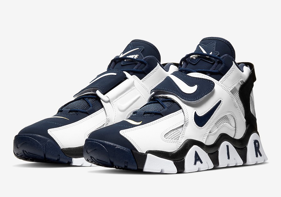 Nike Air Barrage Mid White Navy Gold AT7847