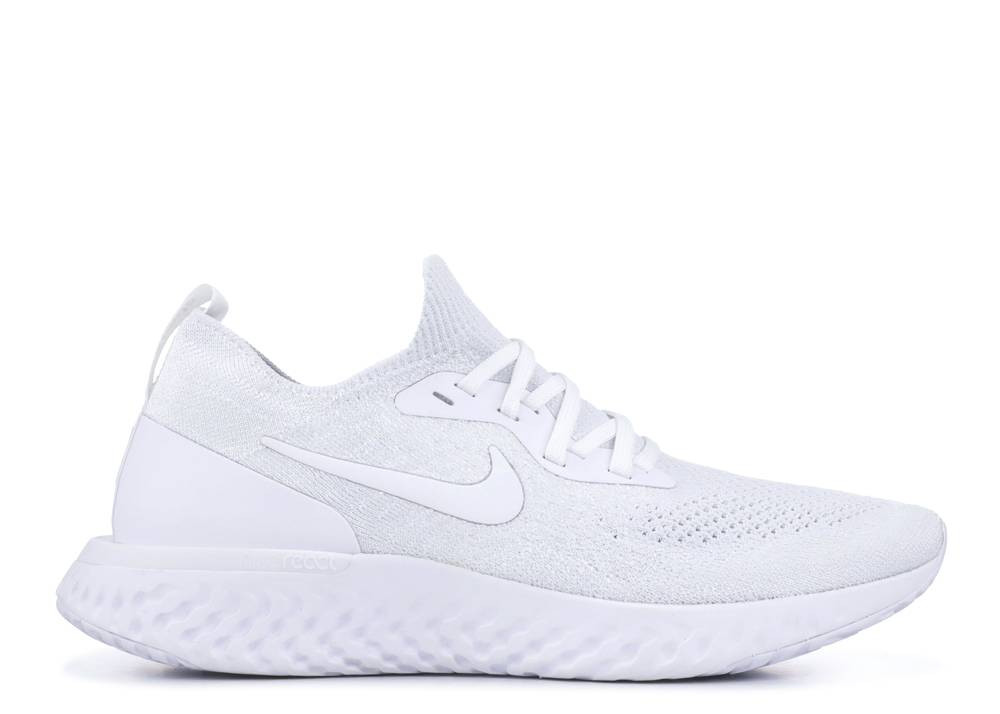 Nike Womens Epic React Flyknit Triple White Platinum True Pure