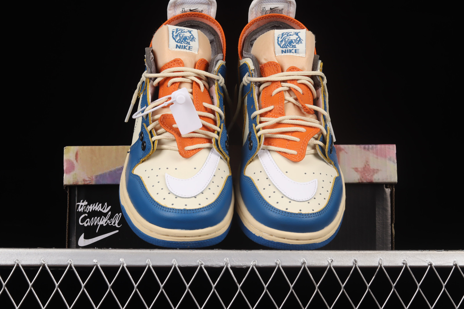 Navy blue and orange jordans hot sale