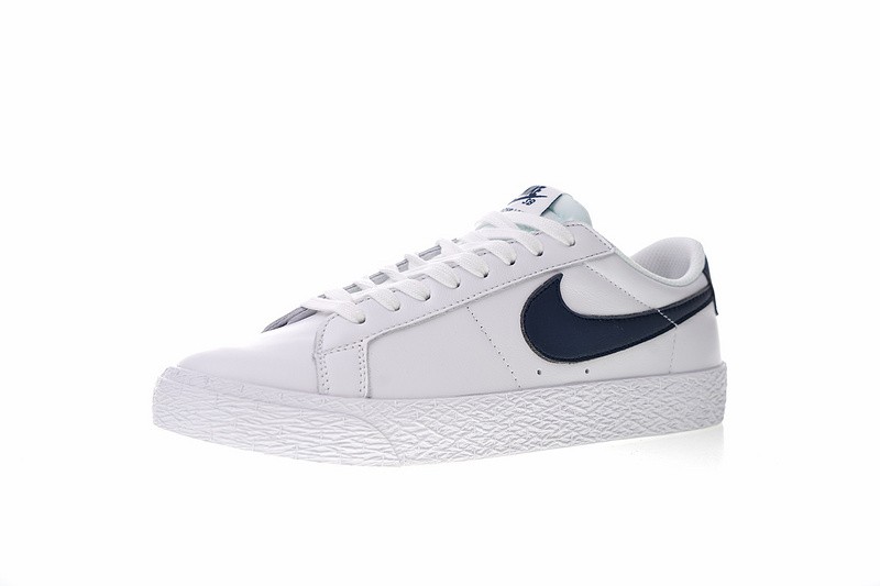 Nike sb blazer zoom low white & obsidian leather skate shoes clearance