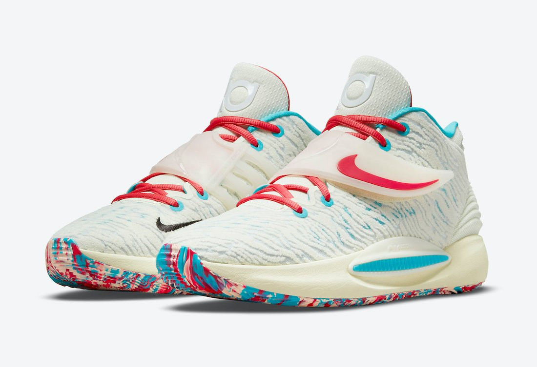 Nike Zoom kd14ep KD 14 EP Cashmere White Turquoise Blue Multi-Color