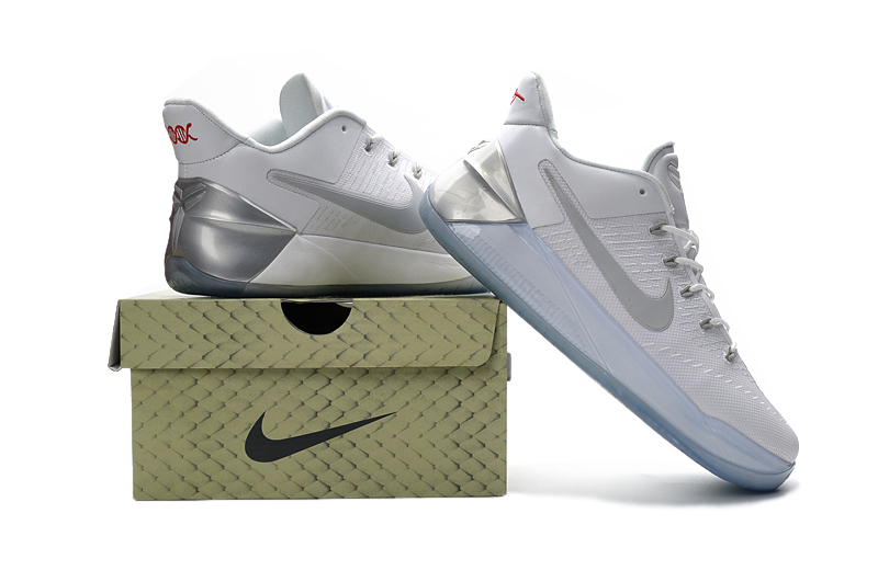 AljadidShops Kobe AD Shoes worn effect combat boots Nike Zoom Kobe XII AD Pure White Metal Silver Black Men Shoes Basketball Sneakers 852425