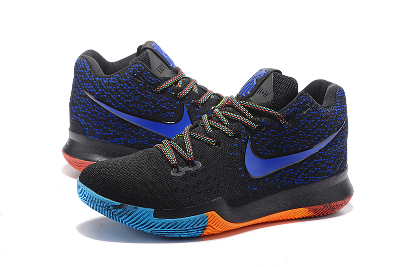 Nike Zoom Kyrie III 3 Flyknit noir saphir bleu Chaussures de