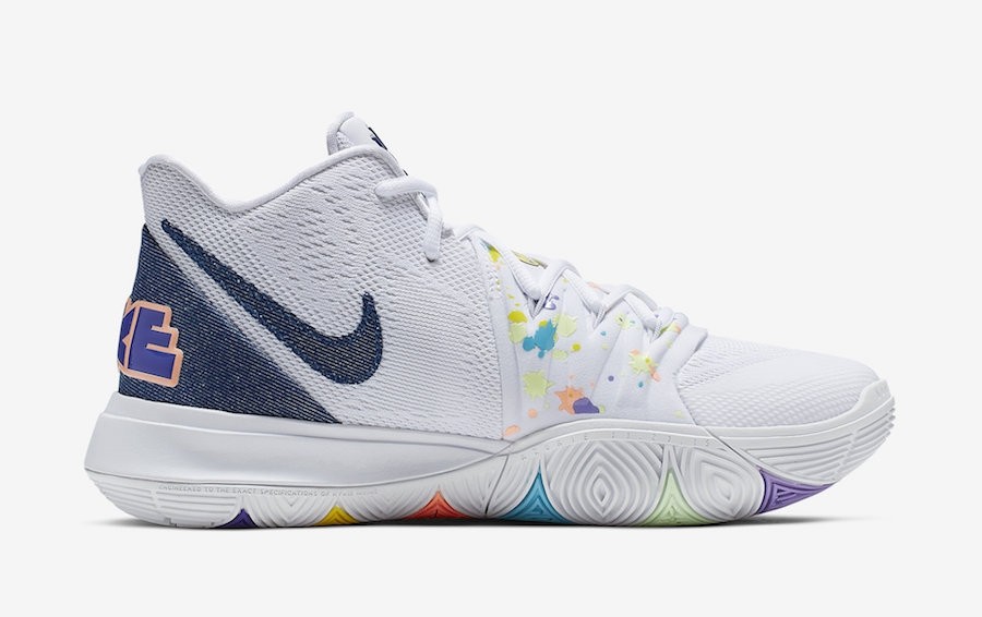 Kyrie 5 basketball shoes new arrivals white/deep royal blue/glacier blue