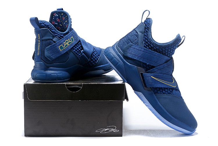 Lebron soldier 12 blue and gold hot sale