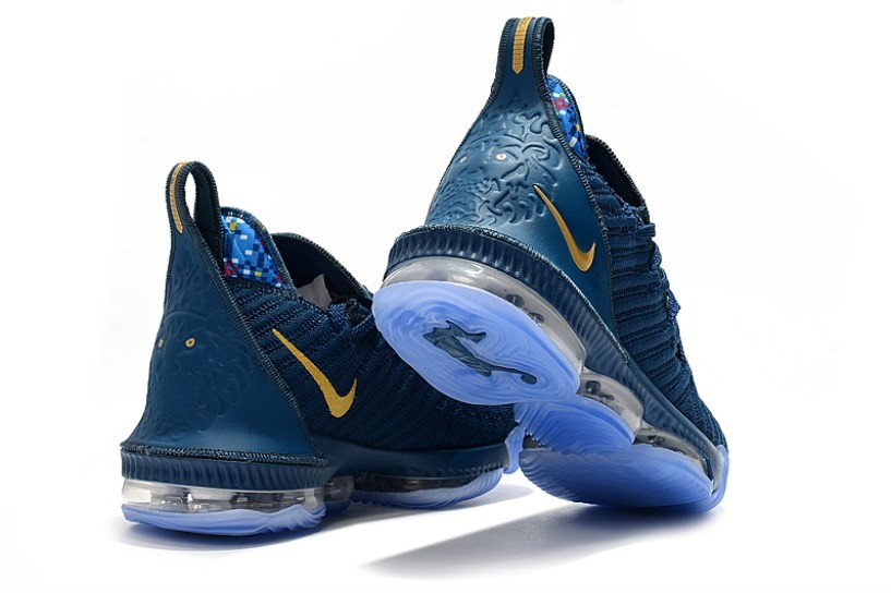 Lebron 16 outlet blue and gold