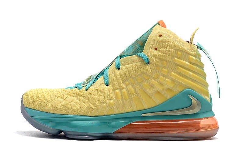 Orange and green basketball shoes