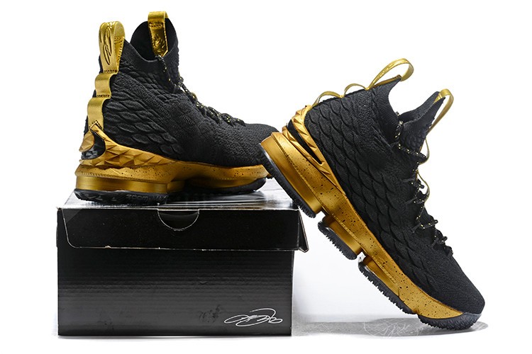 Nike lebron xv 15 black gold clearance