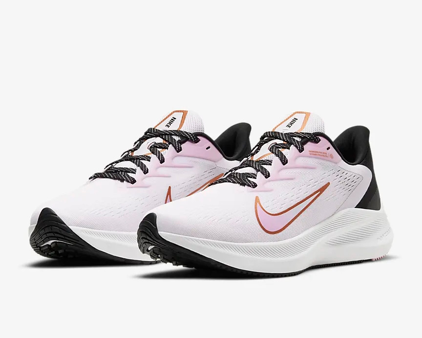 501 Nike Womens Zoom Winflo 7 Light Arctic Pink Black Metallic Copper CJ0302 nike victory polo womens sneakers sale GaleriahitShops Zoom Winflo 7